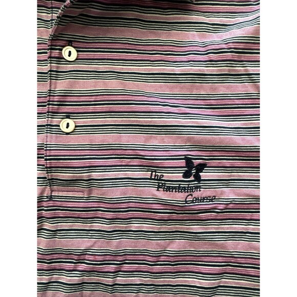 Peter Millar Men's Crown Ease Pink Striped The Plantation Course Golf Polo small - Picture 2 of 6